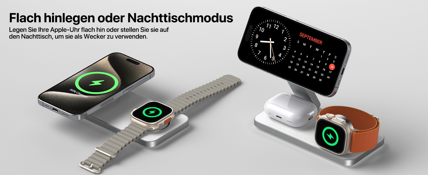 Зарядна станція Inductive QTlier 3-в-1 для iPhone 15/14/13/12, Apple Watch та AirPods, 30W Wireless Charging