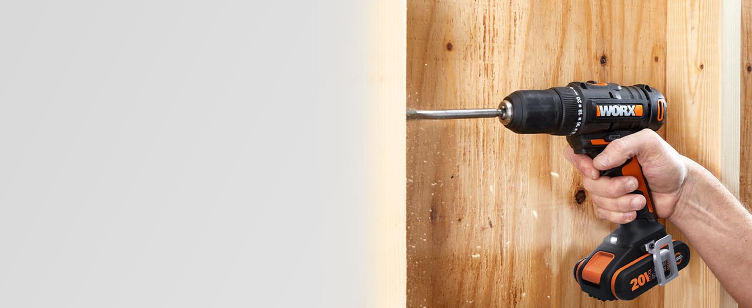 Акумуляторний дриль-шуруповерт WORX WX108 20V – універсальний інструмент для свердління та закручування, 20+1 момент затягування, 40Nm, 13мм патрон, 2 x 2Ah акумулятори, зарядний пристрій