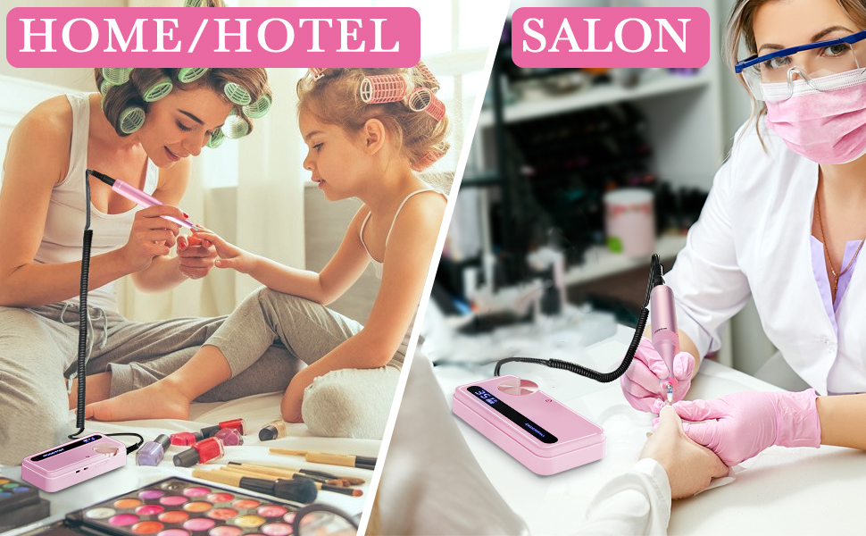 Професійний фрезер для нігтів ENGERWALL 35000 об/хв, електричний, для гелю та акрилу, бездротовий, манікюрний набір з 7 насадками та 56 шліфувальними стрічками, темно-срібний (портативний, акумуляторний, рожевий)