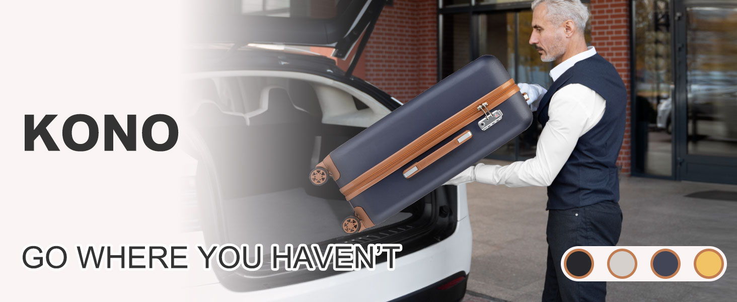 Чохол-валіза KONO з ABS-пластику, 75 x 48 x 29 см, з TSA-замком, білий (синій, 4 шт.)