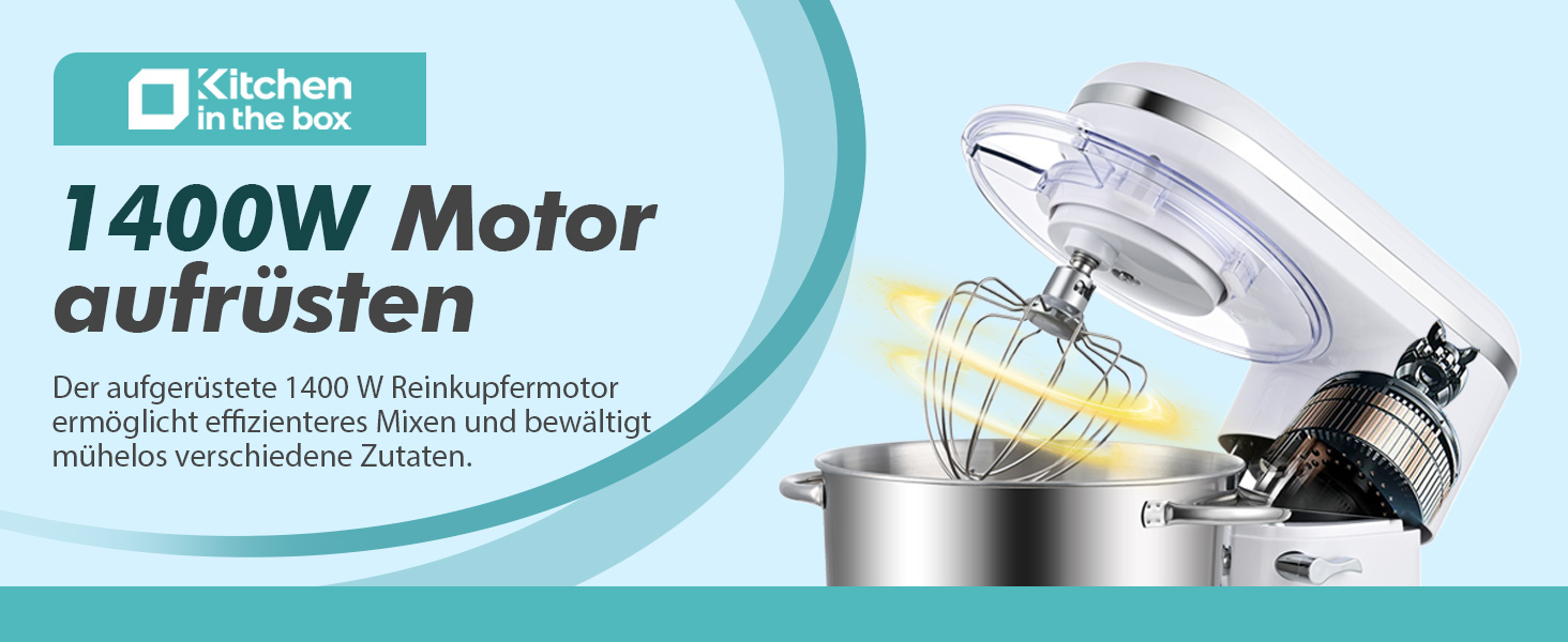 Кухонна машина Küchenmaschine 6.2 л, 1400 Вт, 6 швидкостей, з набором насадок (міксер, гак для тіста)