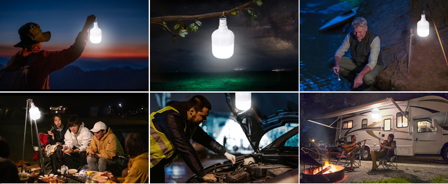 LETOUR LED кемпінг-ліхтар, 2 шт, 5000 Люмен, 60W, USB акумуляторний, 5 режимів освітлення, для кемпінгу, вечірок та сімейного відпочинку