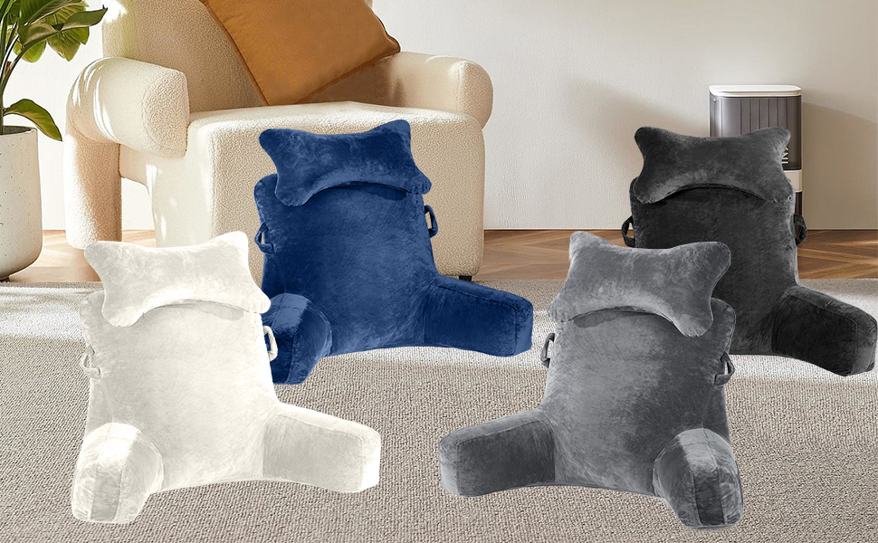 Крісло-мішок для читання та відпочинку на ліжку, сіре. Зручне крісло для дорослих, з підлокітниками, для читання, перегляду телевізора та ігор.