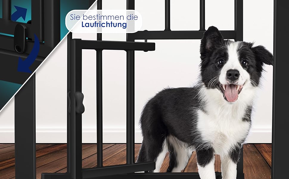 Захисне ворота KIDIZ для котів з люком, захист для дверей, ворота на сходи для дітей без свердління | Зупинка 90°, поворотні, білий колір, ширина (88-101 см)