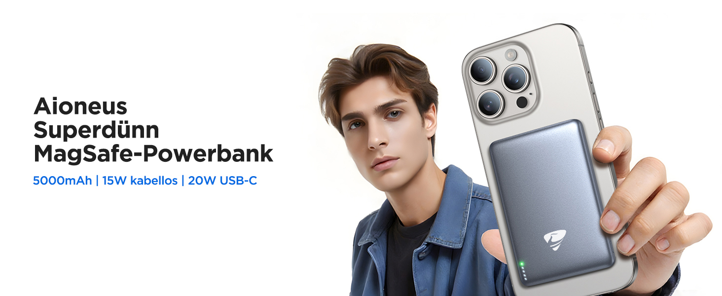 Power Bank MagSafe 5000mAh з бездротовою зарядкою 15W та USB-C, 20W PD, Gray - для iPhone, AirPods