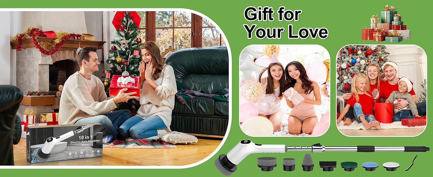 Електрична щітка для чищення з 7 насадок, IPX7 водонепроникна, регульована ручка, для ванної кімнати (біла)