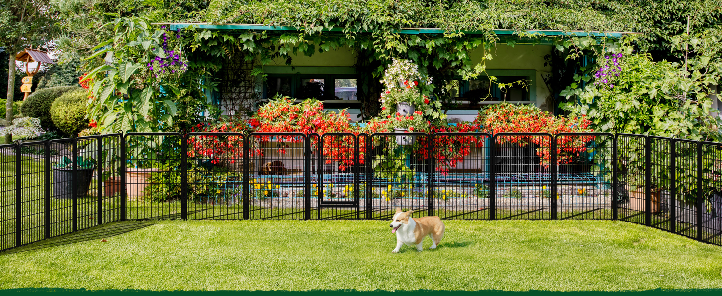 Yaheetech 100cm Foldable Dog Playpen - 6 Panel, Freestanding Kennel for Dogs - Indoor & Outdoor Use, Tool-Free Assembly