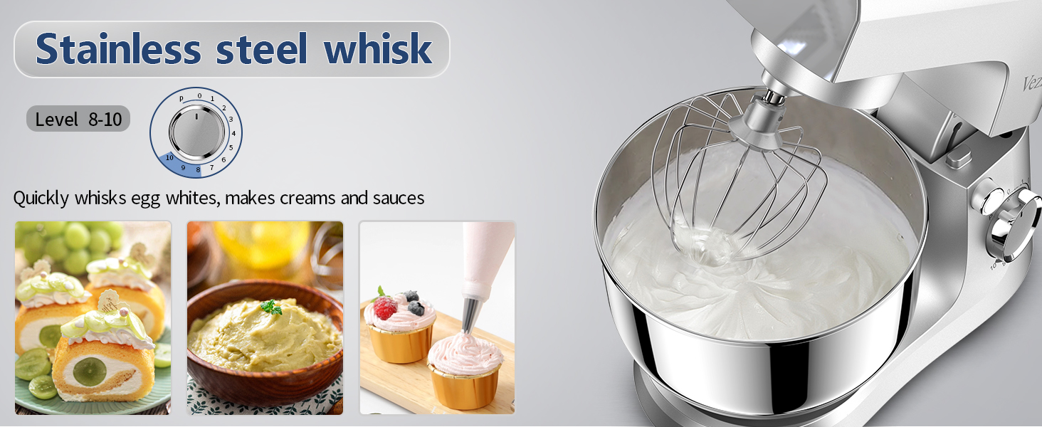 Міксер тістовий Vezzio Knetmaschine 1500W, 4.5л, 10 швидкостей, з набором насадок (зелений, срібний)