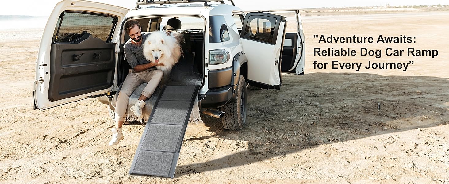 Рампа для собак BestVida® (160 x 44 см) – для автомобіля, SUV та вантажівки. Складана, портативна, з антиковзким покриттям, широкі сходи для собак