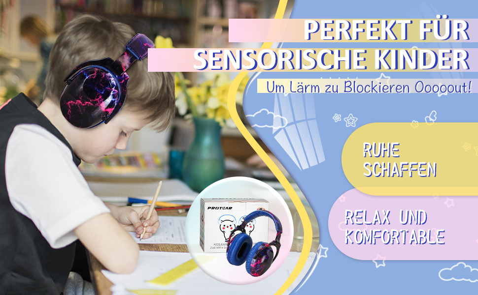 Дитячий захист вух: шумопоглинаючі навушники для дітей з аутизмом, ідеальні для феєрверків та концертів, SNR 28 dB, 3100-6