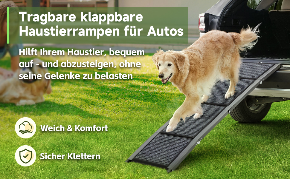 Рампа для собак Fellie - складана, для великих, середніх та малих собак, до 100 кг, 170 см