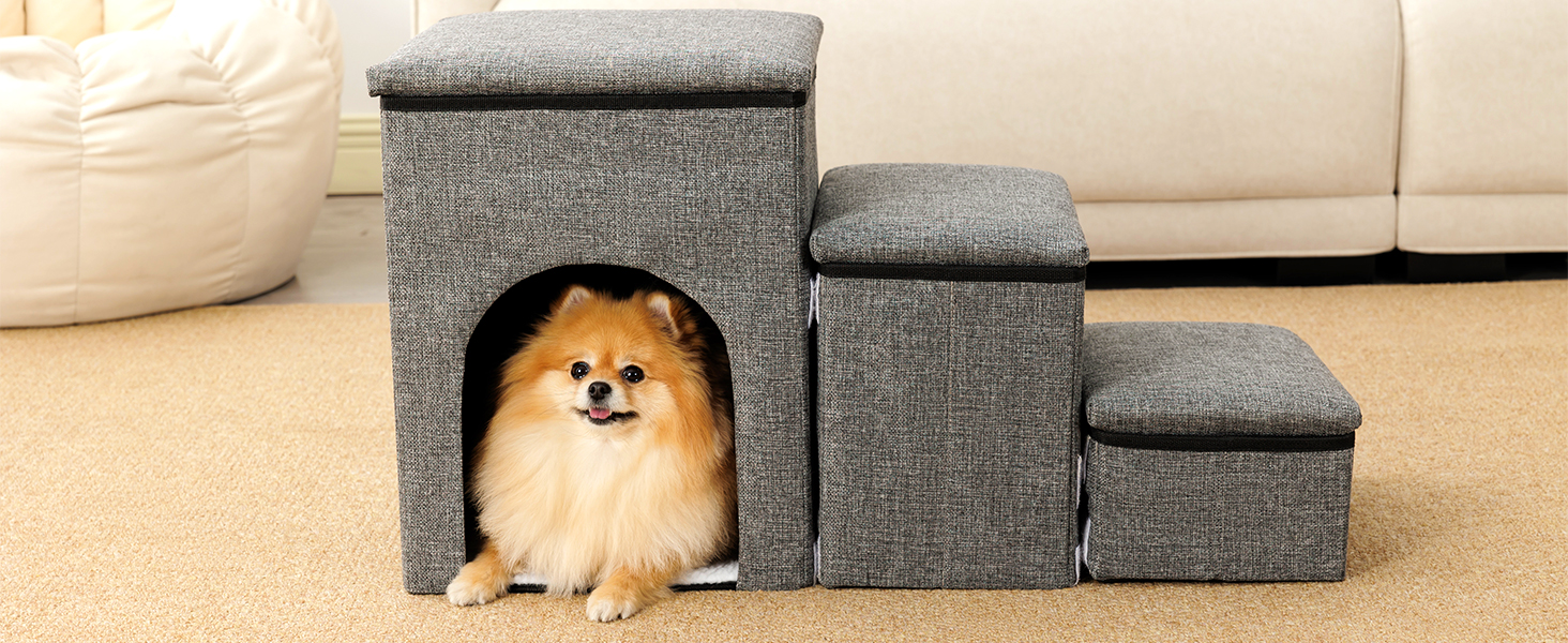 Сходинки для собак FurryPaws: 3-ступенева переносна драбинка для собак до ліжка та дивана, антиковзаюча, для маленьких та великих собак, ідеальна для подорожей