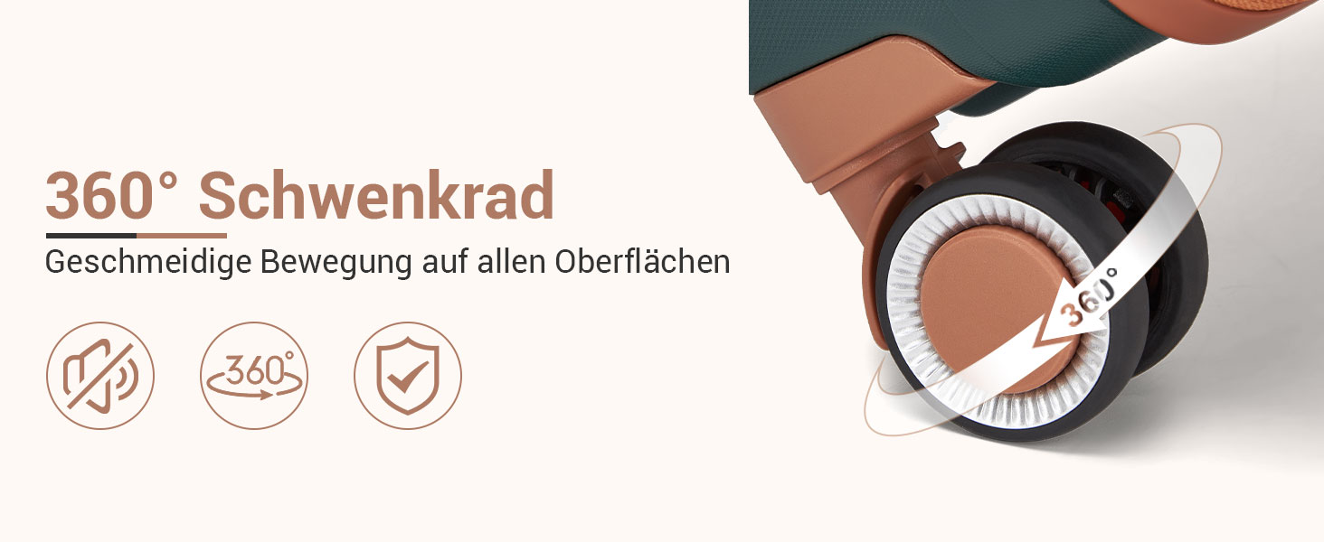 KONO Набір валіз 3 шт: велика, середня, маленька. Валізи з поліпропілену, з TSA замком, 4 колеса, темно-зелений/коричневий.