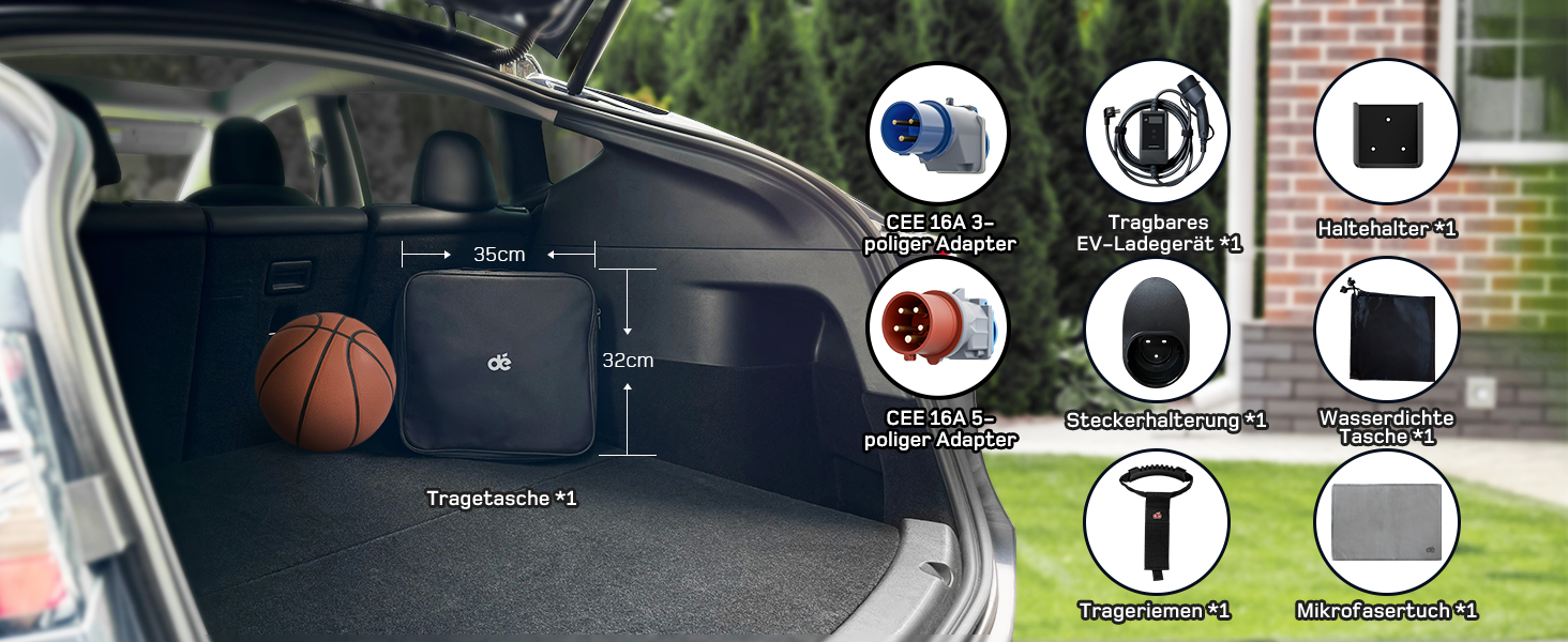 Кабель для зарядки електромобіля Type 2 Schuko 3,7kW (6-16A, 1-фазний) з LCD-дисплеєм, 7м, чорний, для ID.3/4/5/7, Model Y/3, ENYAQ та інших PHEV/EV