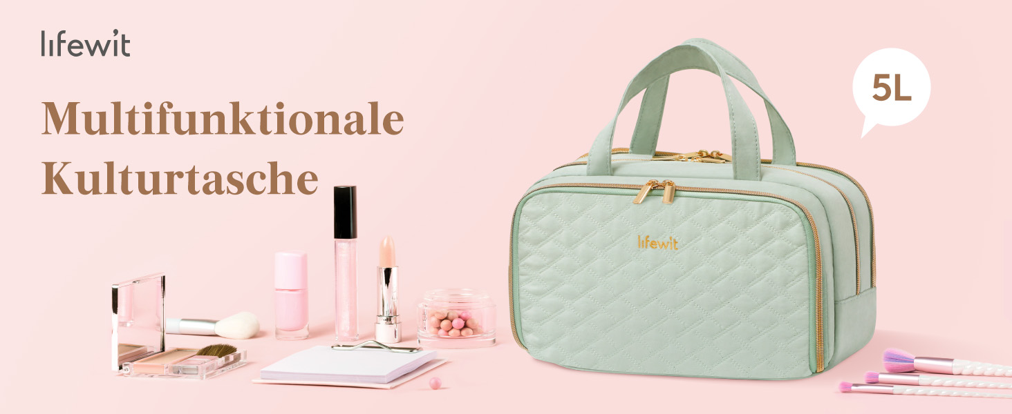 Валіза-органайзер для подорожей Lifewit 5L, водонепроникний, з відділенням для мокрого одягу, для косметики та туалетних аксесуарів (М'ятний, ML)