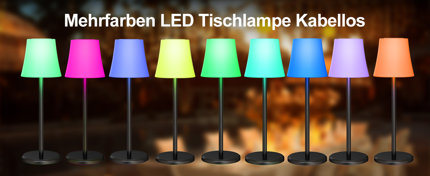 Бездротова LED лампа Suright для столу з регулюванням яскравості, 3 кольори + RGB, сенсорне керування, водонепроникність IP54, для ресторану, спальні, вечірки, кемпінгу, кав'ярні