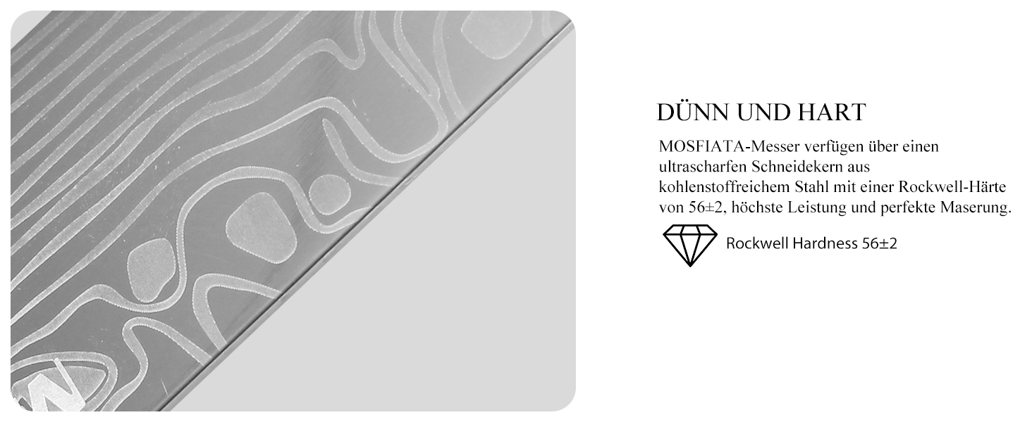 Набір кухонних ножів MOSFiATA 5 предметів: Ніж шеф-кухаря, ніж Накірі, ніж для овочів, ніж для хліба, точилка для ножів та подарункова коробка (Нержавіюча сталь)