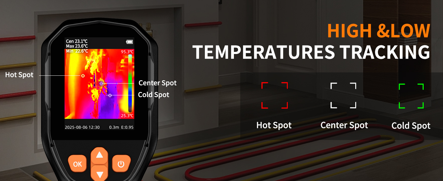 Тепловізор SuperIR 240x240: Тепловізійна камера з інфрачервоним термометром та видимим зображенням, 25 Гц, -18°C до 550°C