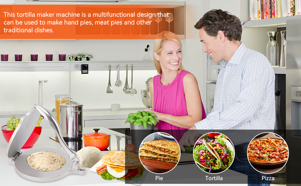 Пресс для тортилій Cyrank, ручний ротатор для роти, прес для тако, квесаділи, з алюмінієвого сплаву (16 см, срібний)