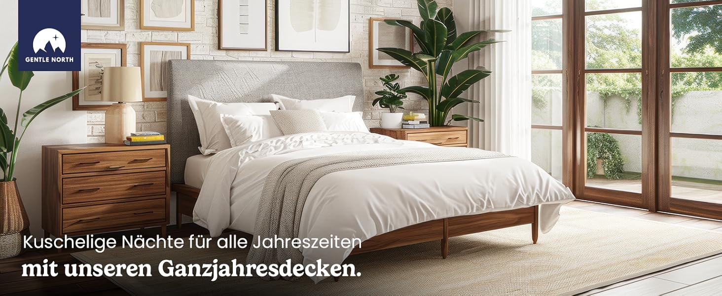 Пухова ковдра Gentle North 155x220/200x200 - для алергіків, м'яка, пухнаста, легкою літньою ковдрою, 60°C