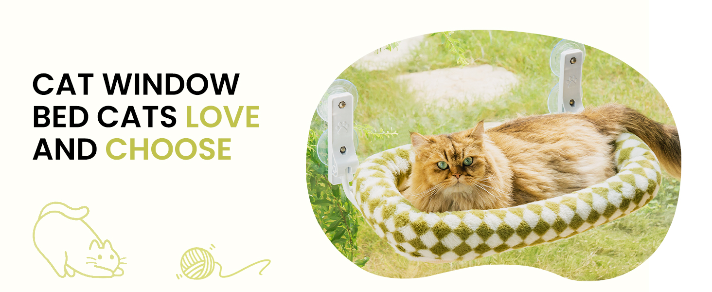 MEWOOFUN Large Cat Hammock Window with Removable Thick Cover - Foldable, Stable, 4 Strong Suction Cups, Holds 18kg (White, M)