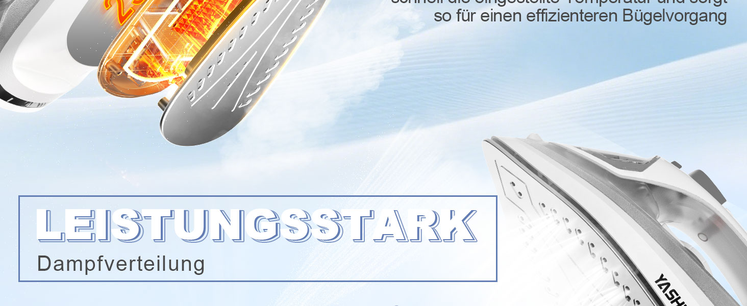 Пароочисник 2300W з антипригарною підошвою, 300 мл резервуар, постійна подача пари 25 г/хв, паровий удар 150 г/хв, самоочищення, захист від накипу та запобігання протіканню. Великий об'єм.