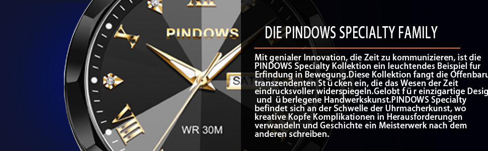 Годинник чоловічий PINDOWS Luxus Quarz аналоговий з датою та великим циферблатом, водостійкий, модний, бізнес-стиль. Елегантний двоколірний годинник з нержавіючої сталі з підсвічуванням календаря De650n1: Чорний
