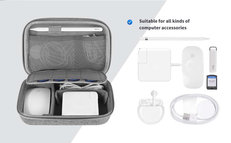 Сумка-органайзер Smatree для аксесуарів Apple: Magic Mouse, MagSafe Duo, Pencil, Lightning адаптер та інше (сіра)