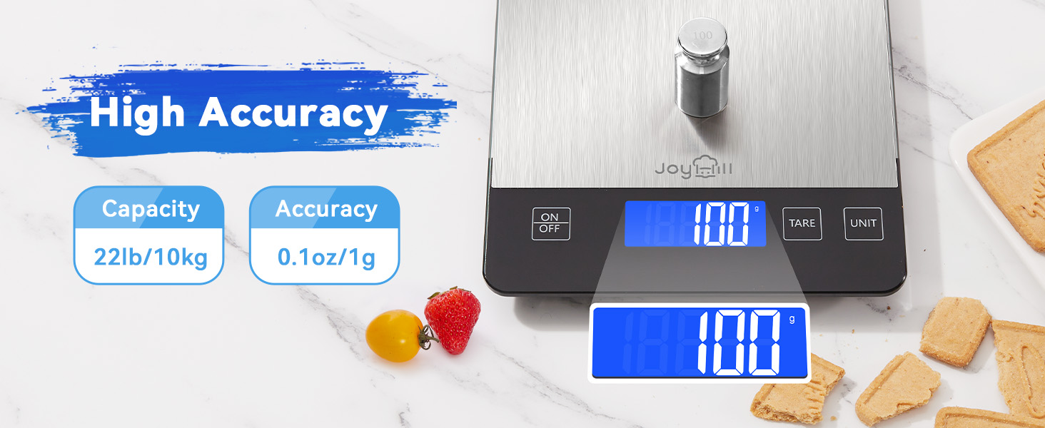 Цифрова кухонна вага для продуктів до 10 кг з точністю 1 г, сталева вага для випікання та готування з LED-дисплеєм (батарейки в комплекті)