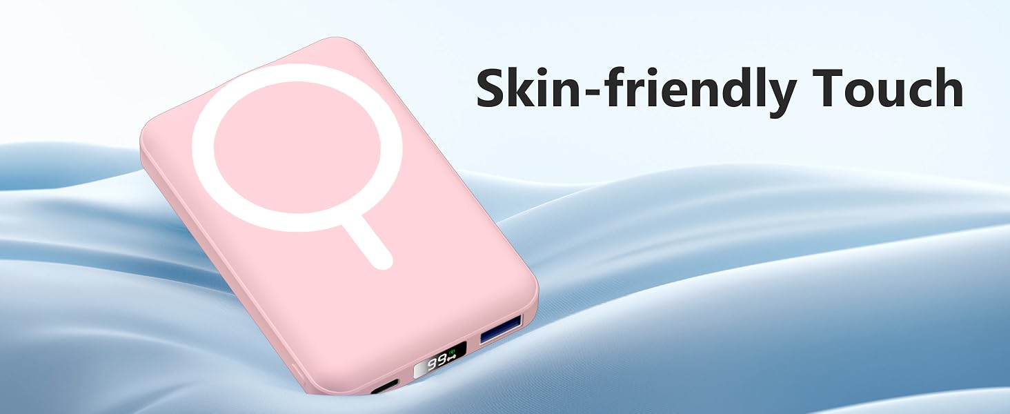 Бездротовий Power Bank AOGUERBE MagSafe 10000mAh, швидка зарядка 22.5W, USB-C, для iPhone 17/16/15/14/13/12 Pro Max, Рожевий