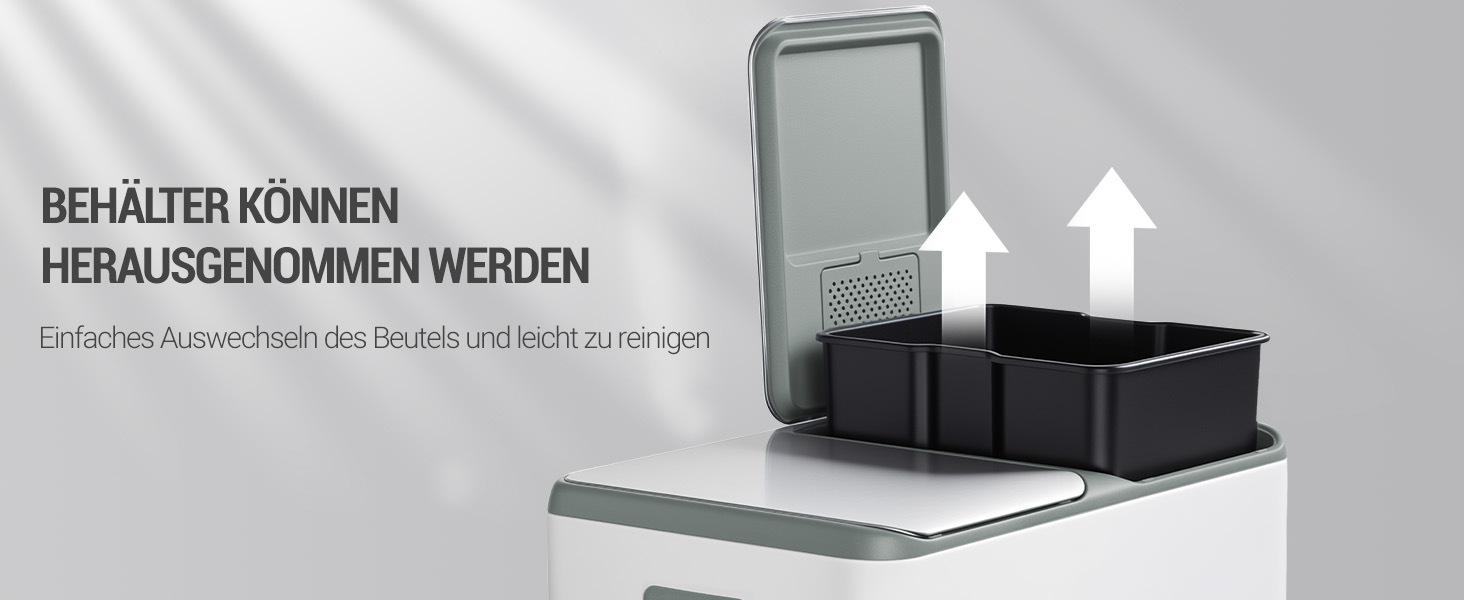 Відро для сміття з сортуванням 60 л, нержавіюча сталь, з педаллю, 2 відділення, SW06099E (біле)