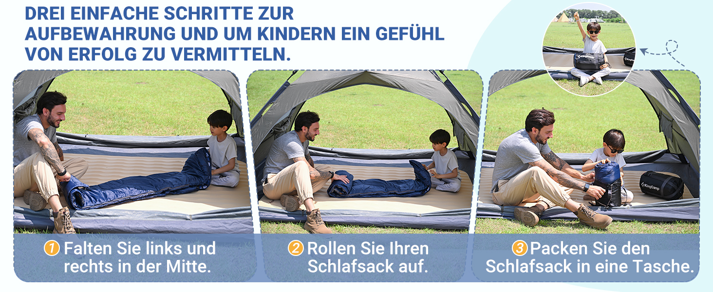 KingCamp Kids Sleeping Bag - Winter Warmth & 3-4 Season Comfort for Camping & Trekking - 170x70cm, 7°C Rating