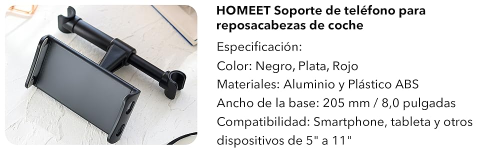 Утримувач для планшета в авто, регульований, універсальний для iPad/iPhone/Samsung Galaxy Tab/Kindle Fire HD/Nintendo Switch, 4.4-11 дюймів, Чорний & Срібний