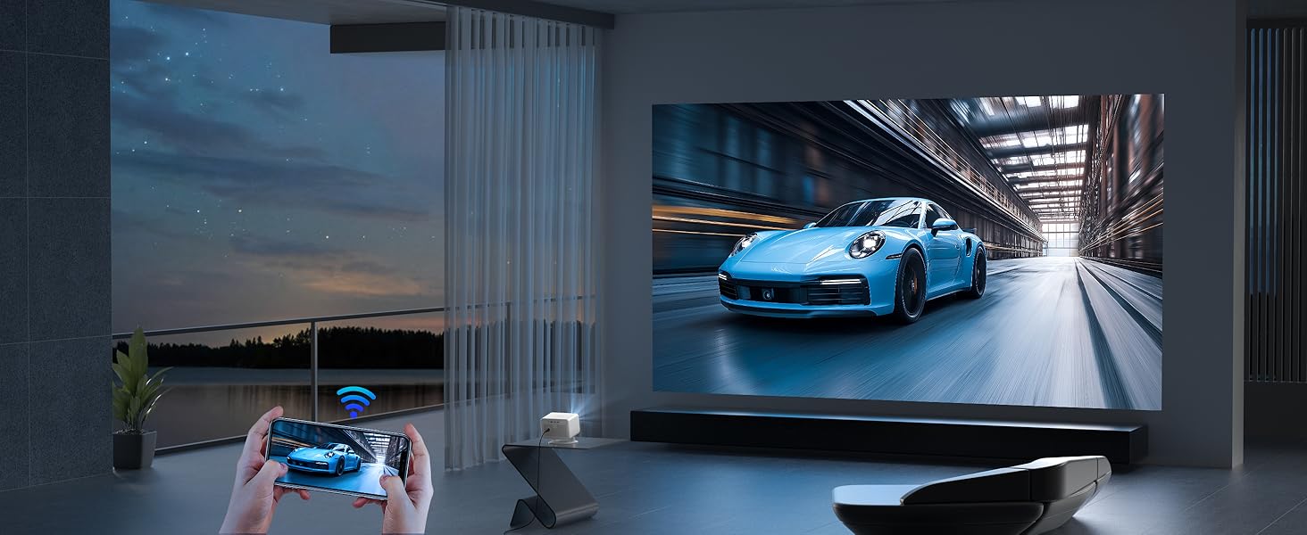 Портативний проєктор Mini Beamer 4K з корекцією трапеції, WiFi6, Bluetooth 5.2, Full HD 1080P, для підключення до телефону/ТБ-приставки/ноутбука/HDMI, A-23000L