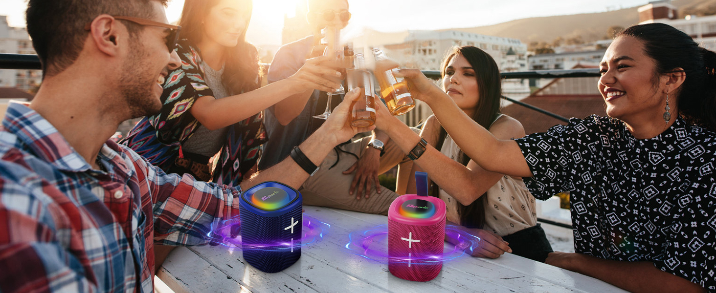 CYBORIS Bluetooth колонка 2-в-1 40W, водонепроникна, з басами, RGB підсвіткою, до 24 год роботи, для дому/вулиці/подорожей