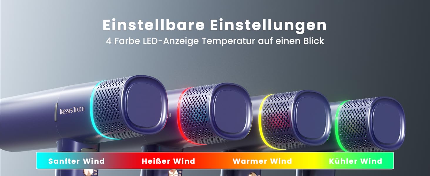 Іонізатор для волосся Föhn: Швидкий фен з дифузором для жінок та чоловіків, 3 режими, 2 швидкості, чорний (блакитний)