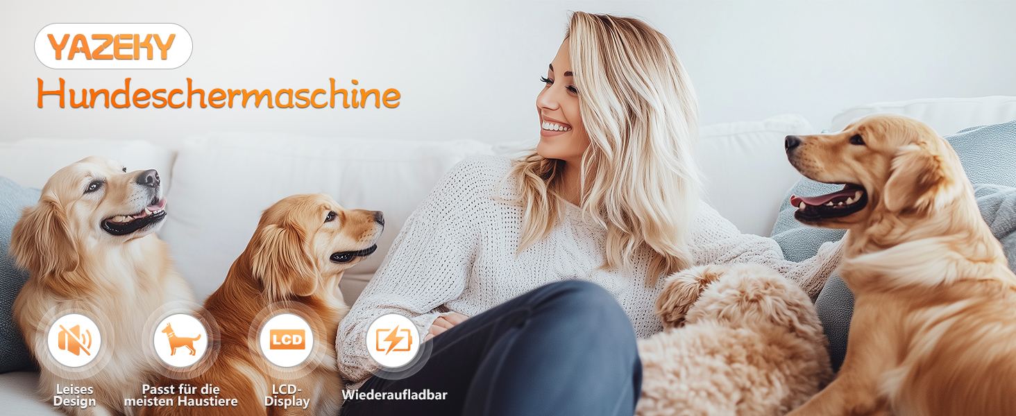 Професійна машинка для стрижки собак та котів Leise, 4 насадки, бездротова, для густого та кучерявого волосся