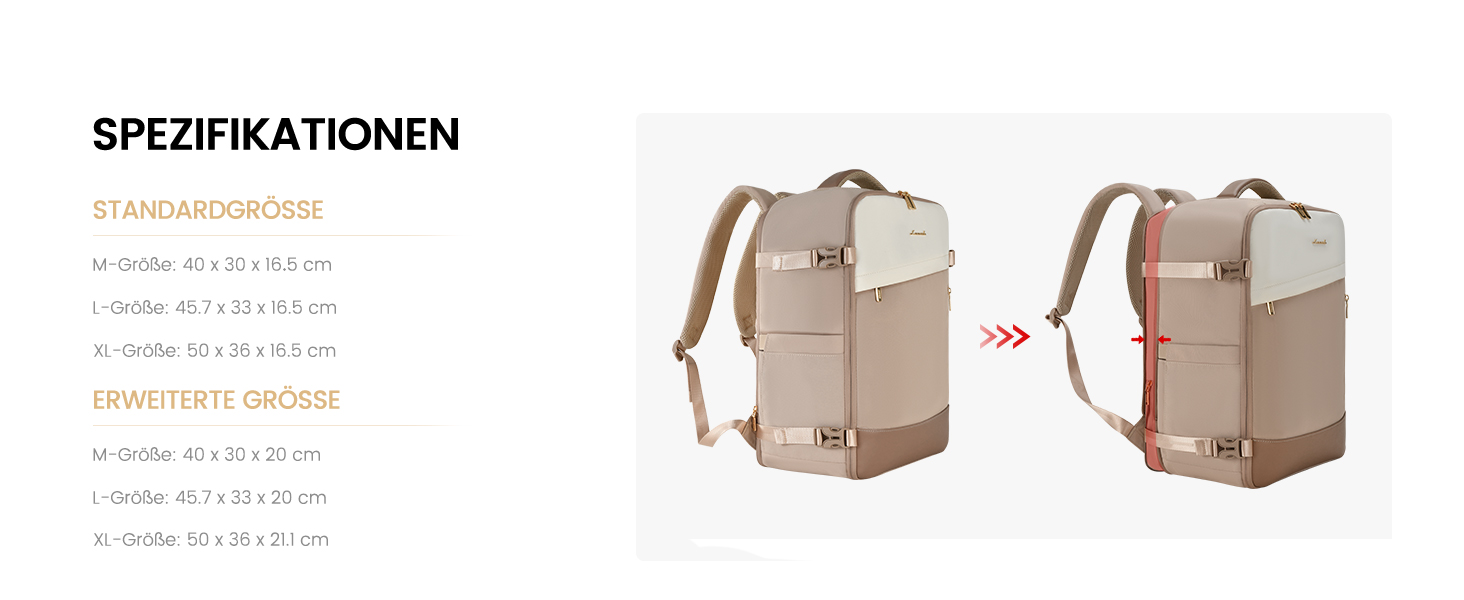 LOVEVOOK Рюкзак ручної об'єм 40L, 45x33x20cm: Рюкзак для подорожей та бізнесу, розширюваний, ручна поклажа, чорний