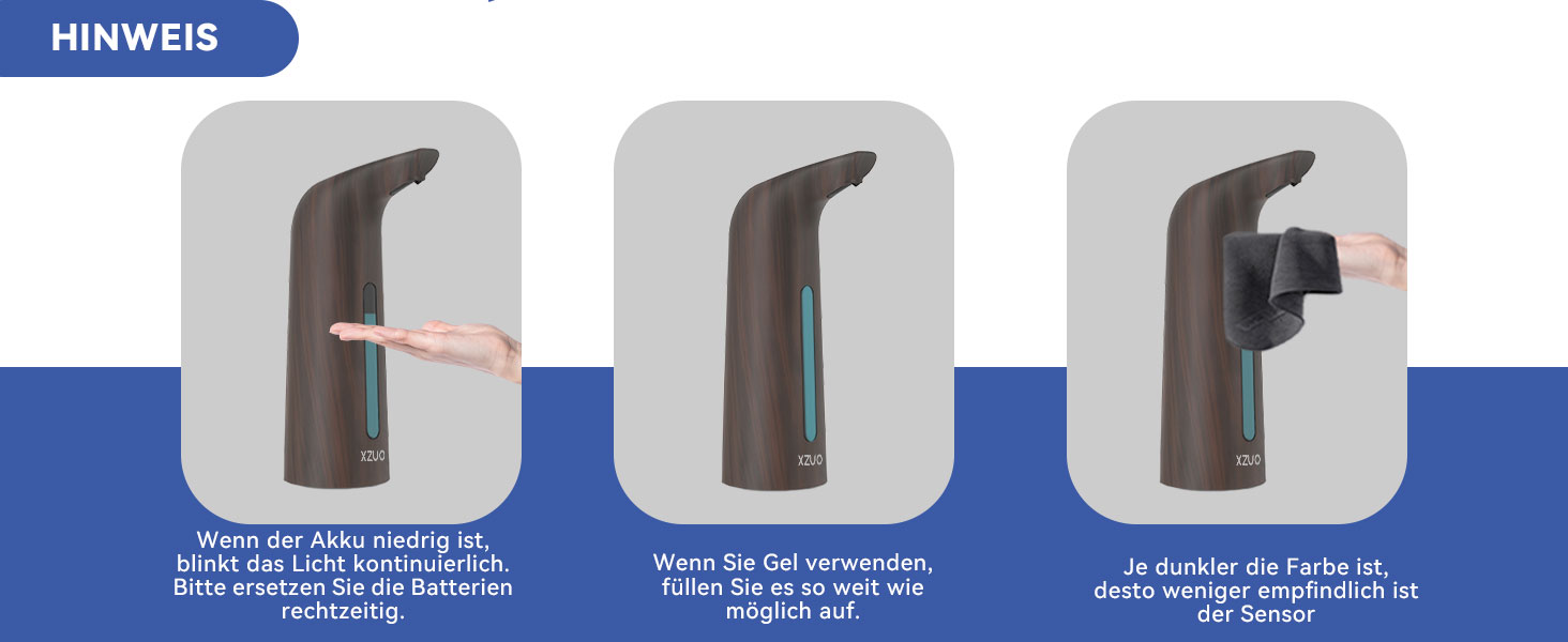 Автоматичний безконтактний диспенсер для мила з 4 рівнями регулювання, 400 мл, електричний, на батарейках, для встановлення на стіл, з інфрачервоним сенсором, бронзовий (400 мл, глибока зернистість)