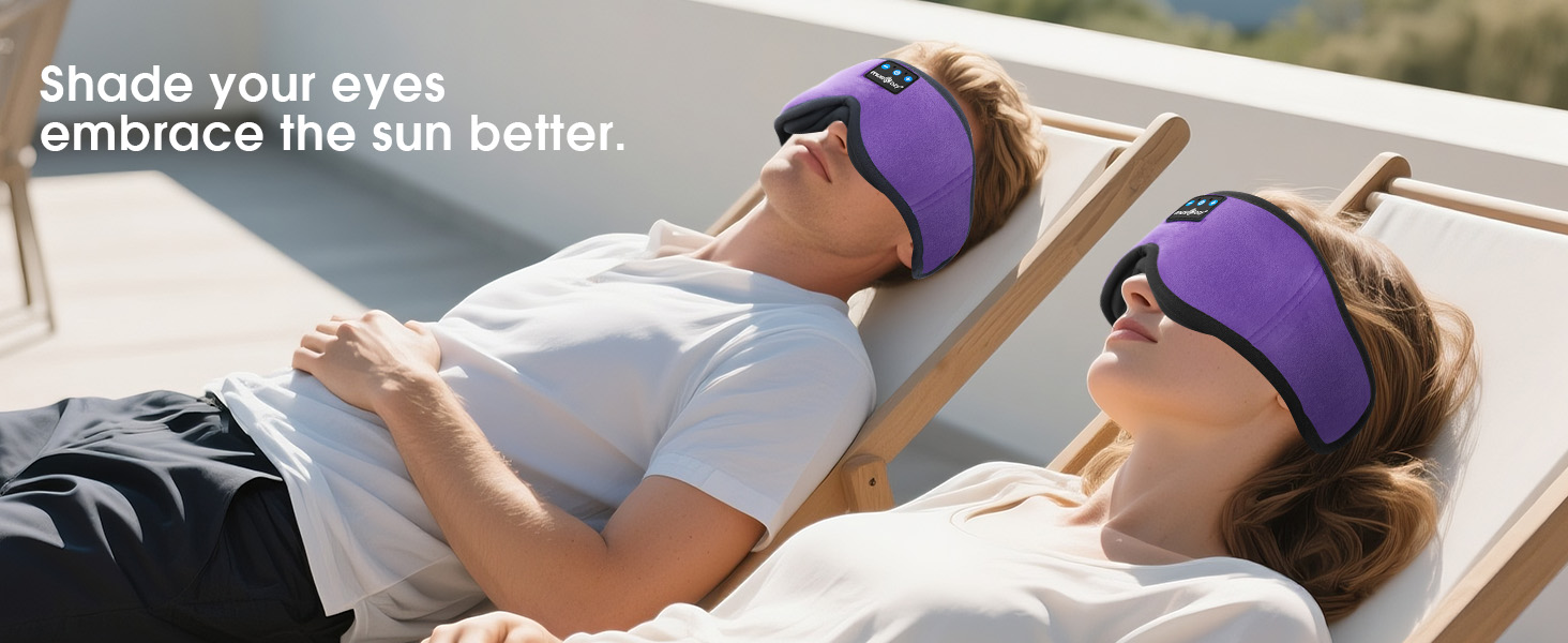 Маска для сну Musicozy з навушниками | Bluetooth 5.4, блокування світла, для подорожей, лавандовий колір. Подарунок для чоловіків та жінок