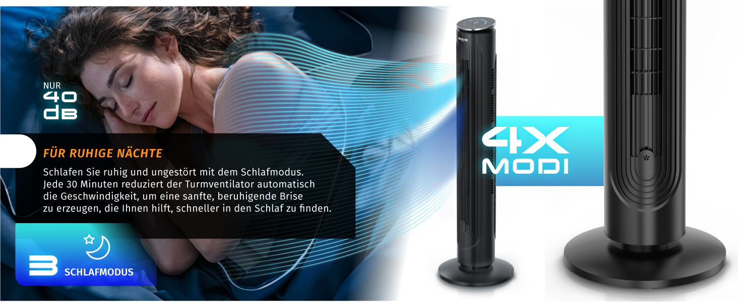 Вентилятор Brandson з дистанційним керуванням, арома-відсіком, тихий, з осциляцією, таймером, 4 режими, 5 швидкостей, LED дисплеєм, чорний