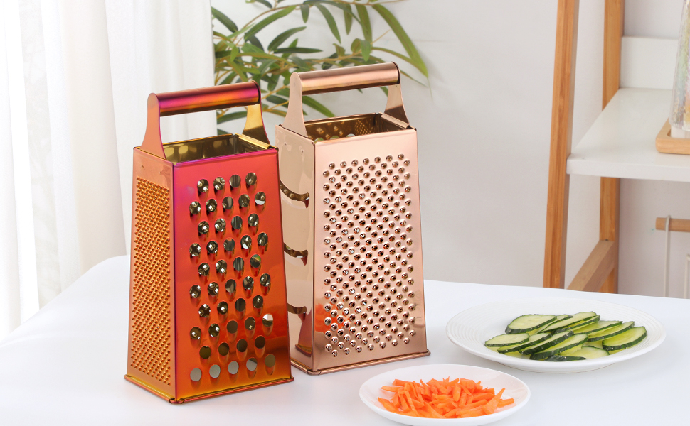 Терка кухонна YDware з нержавіючої сталі, квадратна, 23.7 см, для овочів, 1 шт. (Champagne Gold)