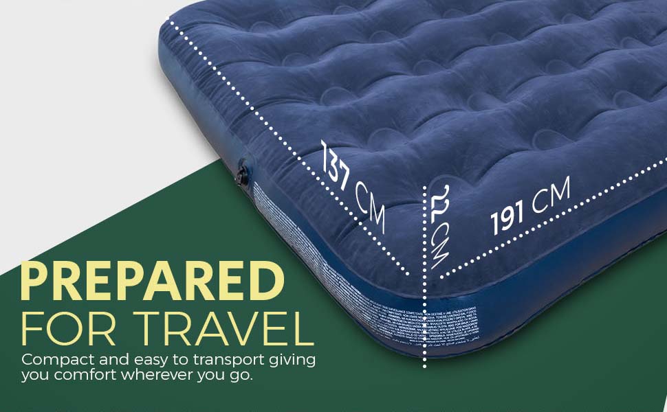 Надувне кемпінгове ліжко Green Haven – водонепроникна двоспальна повітряна матрац, швидко надувається, для кемпінгу та гостей (односпальне ліжко), (двоспальна повітряна матрац + AC-насос)