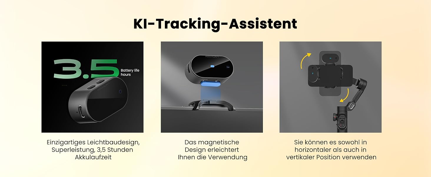 Стабілізатор для смартфона AOCHUAN 3-осьовий, складний, з фокусним колом, для iPhone та Android, Smart XE AI - для TikTok, YouTube, Vlog