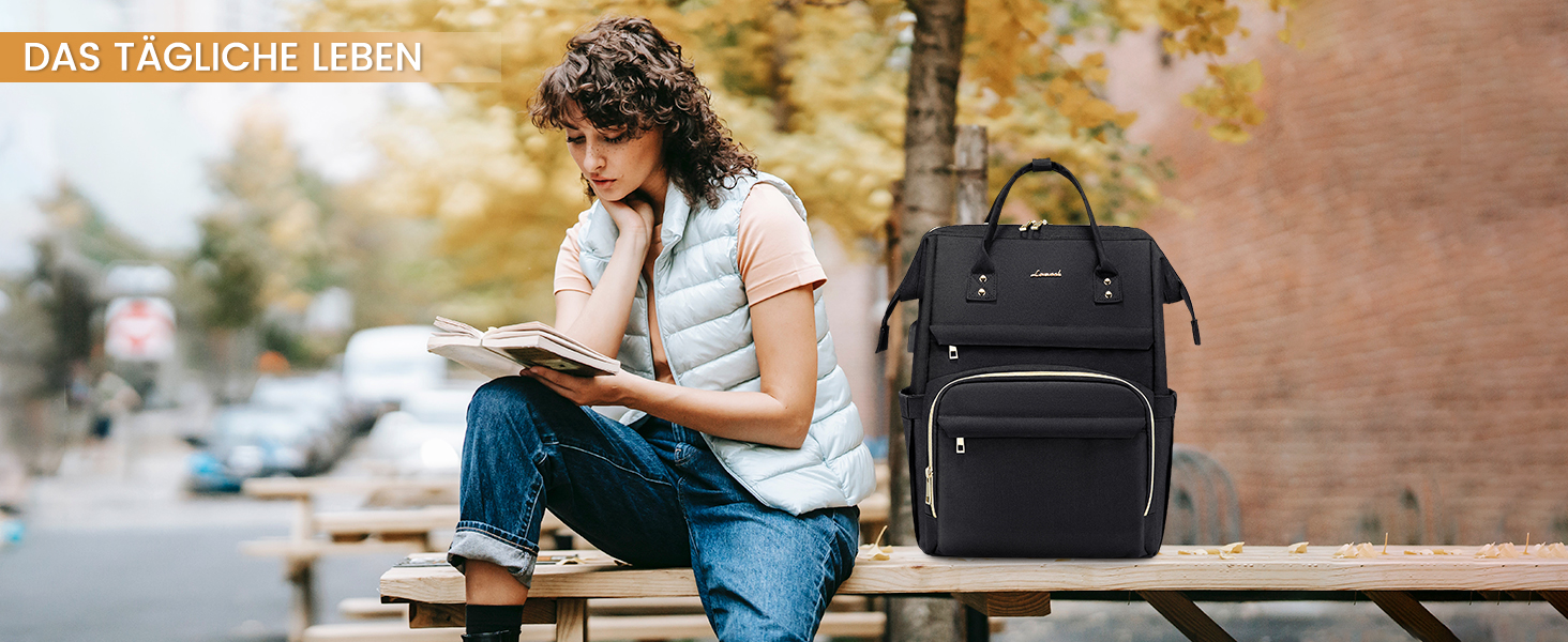 LOVEVOOK Рюкзак для жінок, шкільний рюкзак, рюкзак для ноутбука, водонепроникний, з USB-портом, для університету, школи, роботи, подорожей, темно-сірий, чорний, 17'