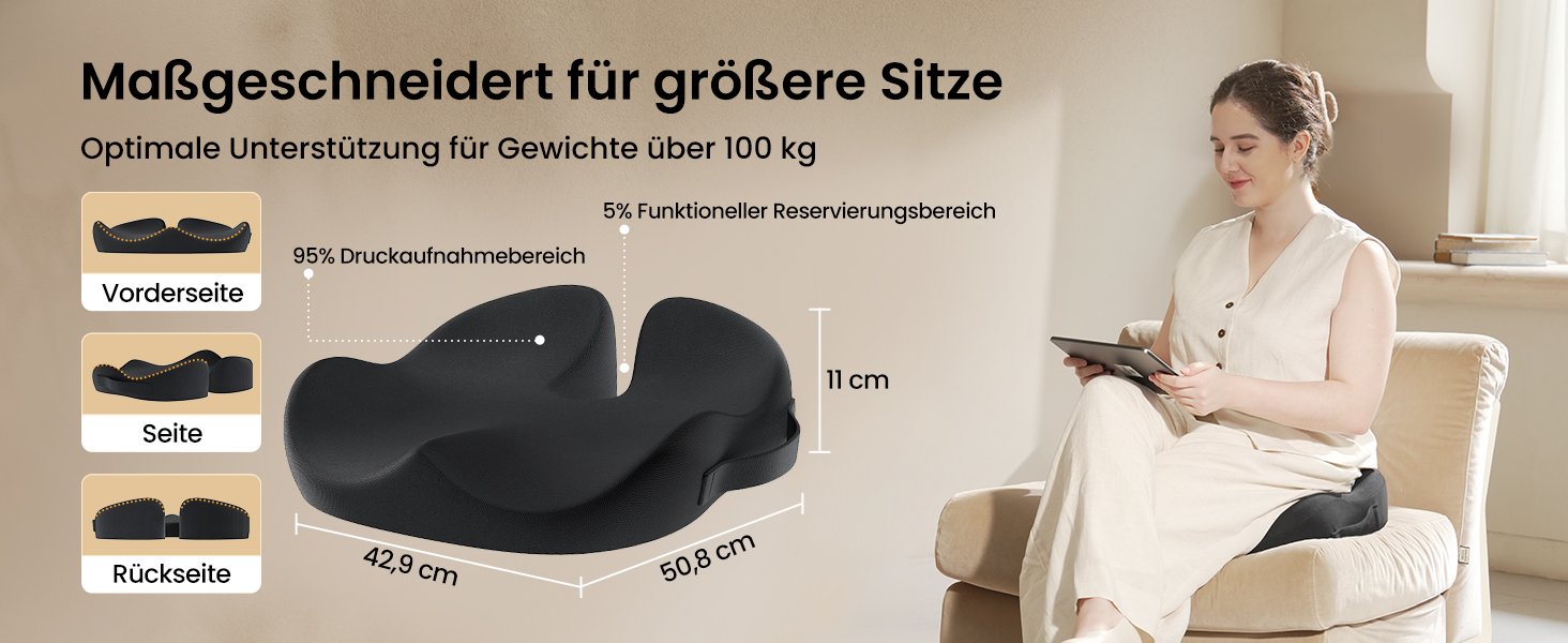 Крісло-подушка ProtoArc для офіса та авто, X-Large, з пам'яті ефектом, чорний, ергономічна підтримка спини