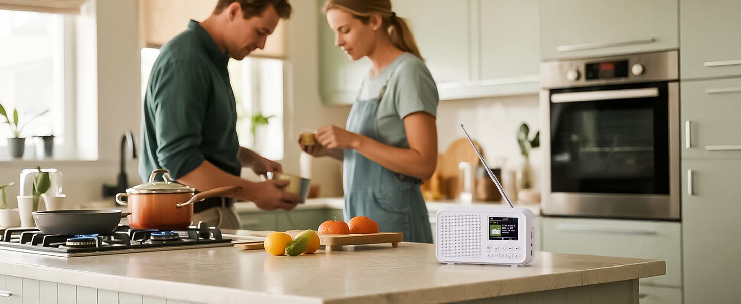 Портативне DAB/DAB+ радіо з Bluetooth 5.0, FM, акумулятором 3000mAh, будильник, еквалайзер, підтримка TF-карт, 2.4