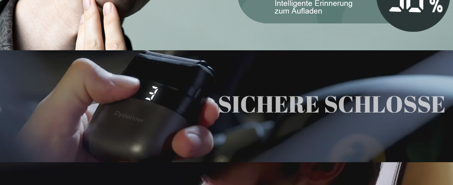 Електричний чоловічий верстат для гоління Dyoonoer з LED-дисплеєм, фольєвий верстат, IPX7 вологостійкий, 3 гнучкі леза, USB-C зарядний пристрій для обличчя та бороди - D/B/71dB