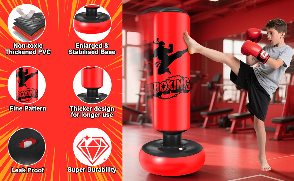 Дитячий боксерський мішок Qoosea для дітей 6-12 років, 160 см, з рукавичками. Підходить для карате, кікбоксингу, тхеквондо, MMA. Чудовий подарунок для хлопчиків та дівчаток