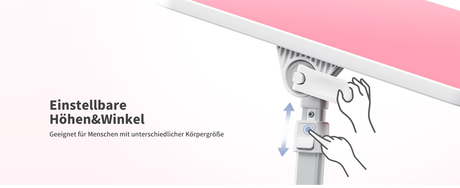 SAIJI Підставка для ноутбука на ліжко - регульована висота, складний столик для дивану/підлоги, для роботи/навчання/читання/їжі, підходить для ноутбуків до 17 дюймів (52*30 см), Рожевий